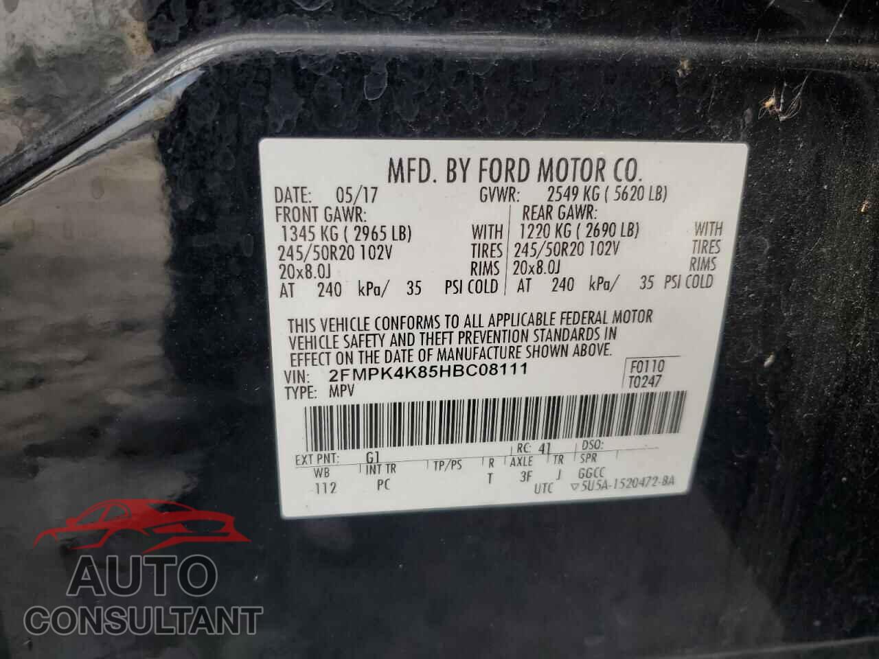 FORD EDGE 2017 - 2FMPK4K85HBC08111