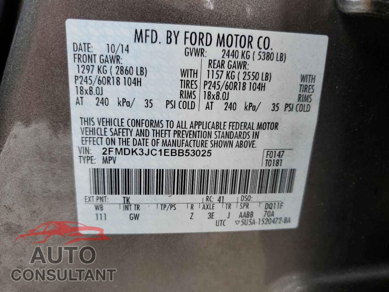 FORD EDGE 2014 - 2FMDK3JC1EBB53025