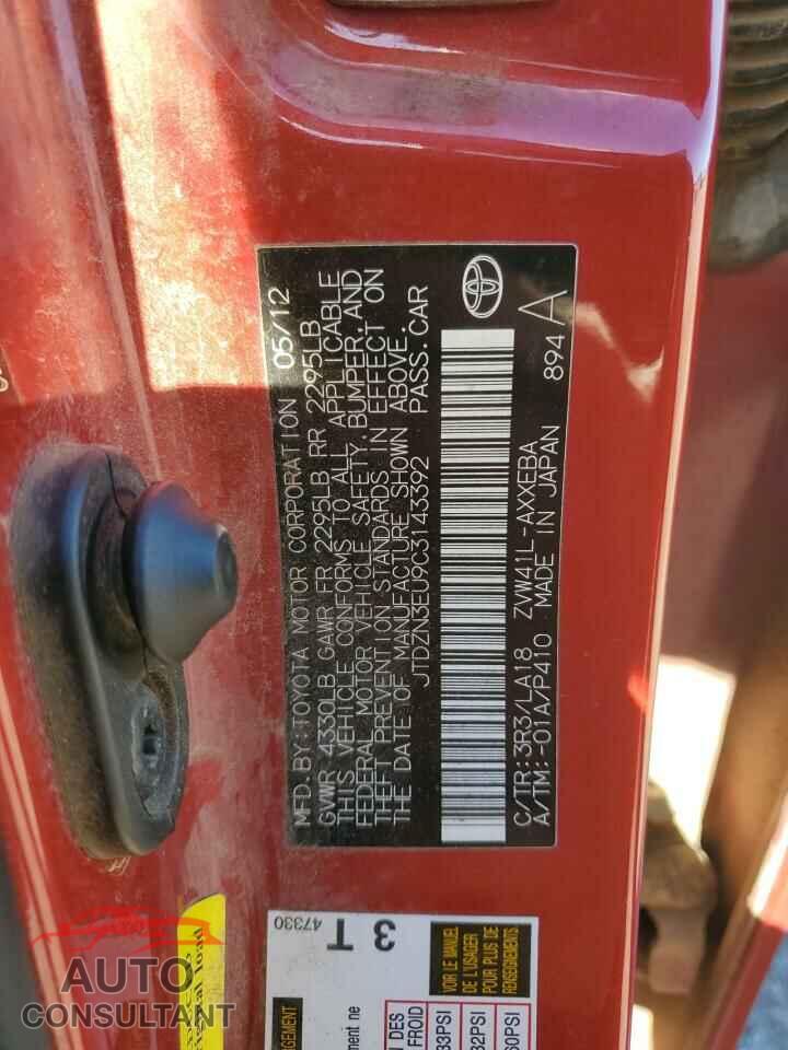 TOYOTA PRIUS 2012 - JTDZN3EU9C3143392