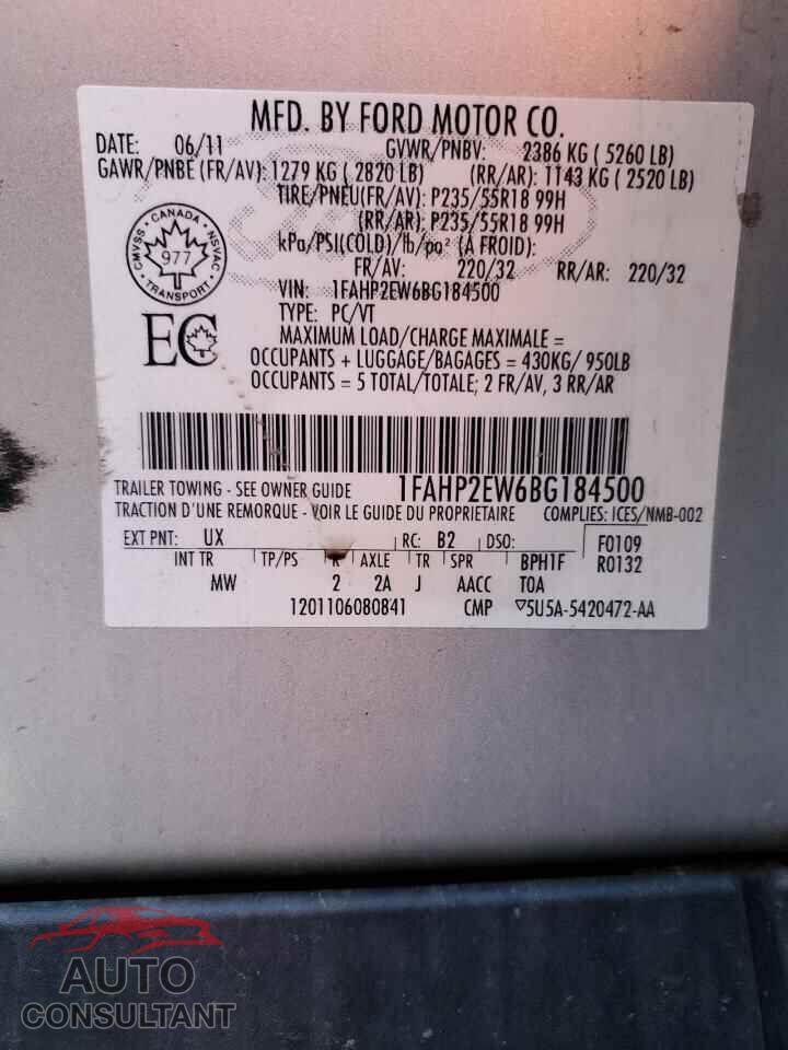 FORD TAURUS 2011 - 1FAHP2EW6BG184500