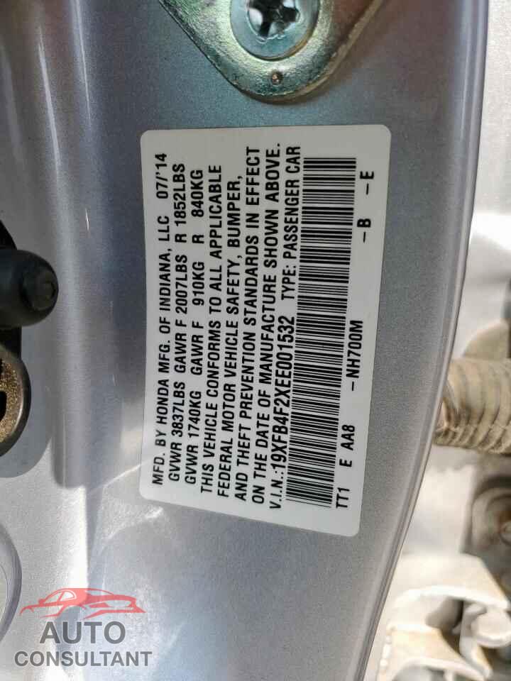 HONDA CIVIC 2014 - 19XFB4F2XEE001532