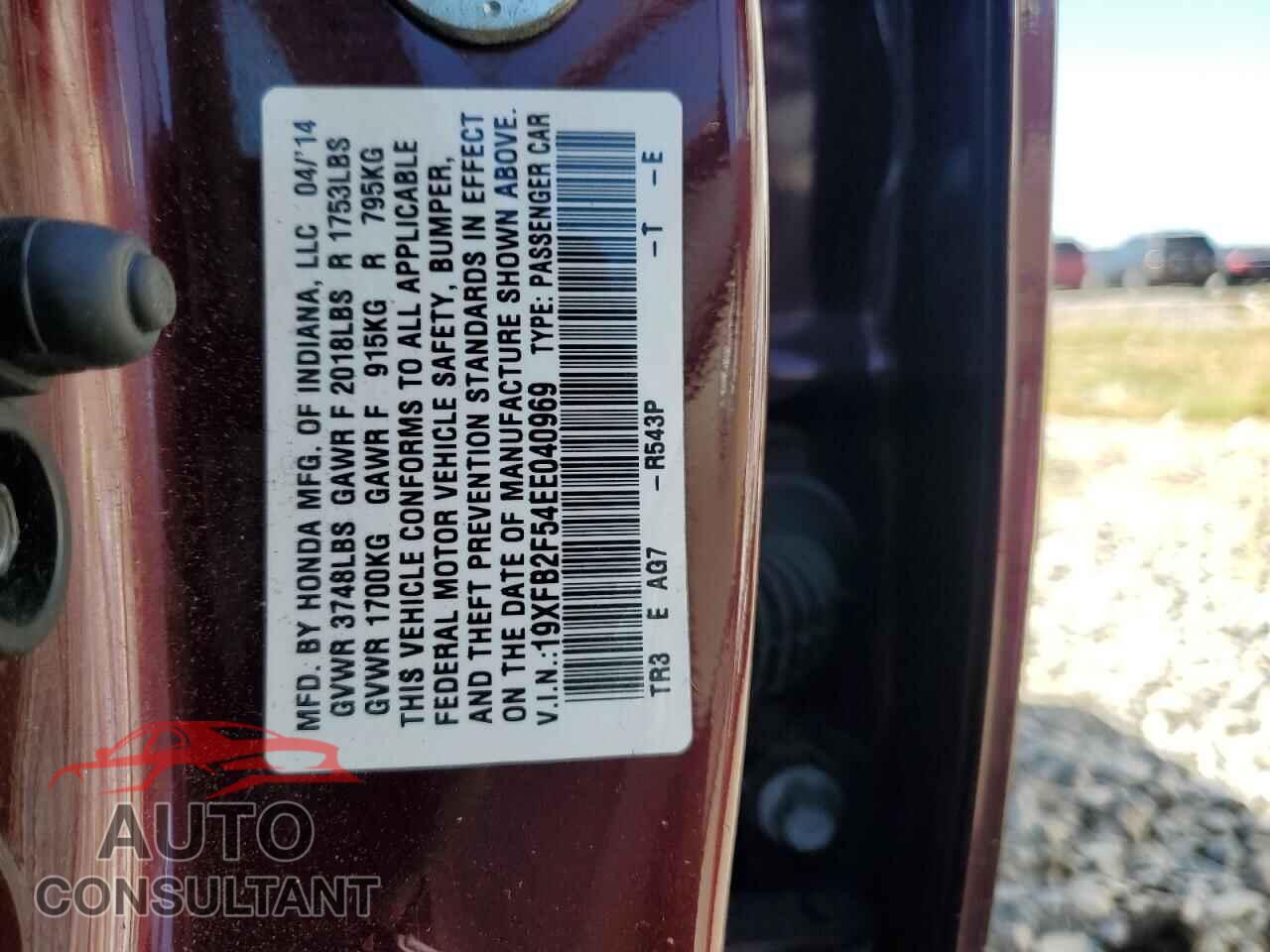 HONDA CIVIC 2014 - 19XFB2F54EE040969
