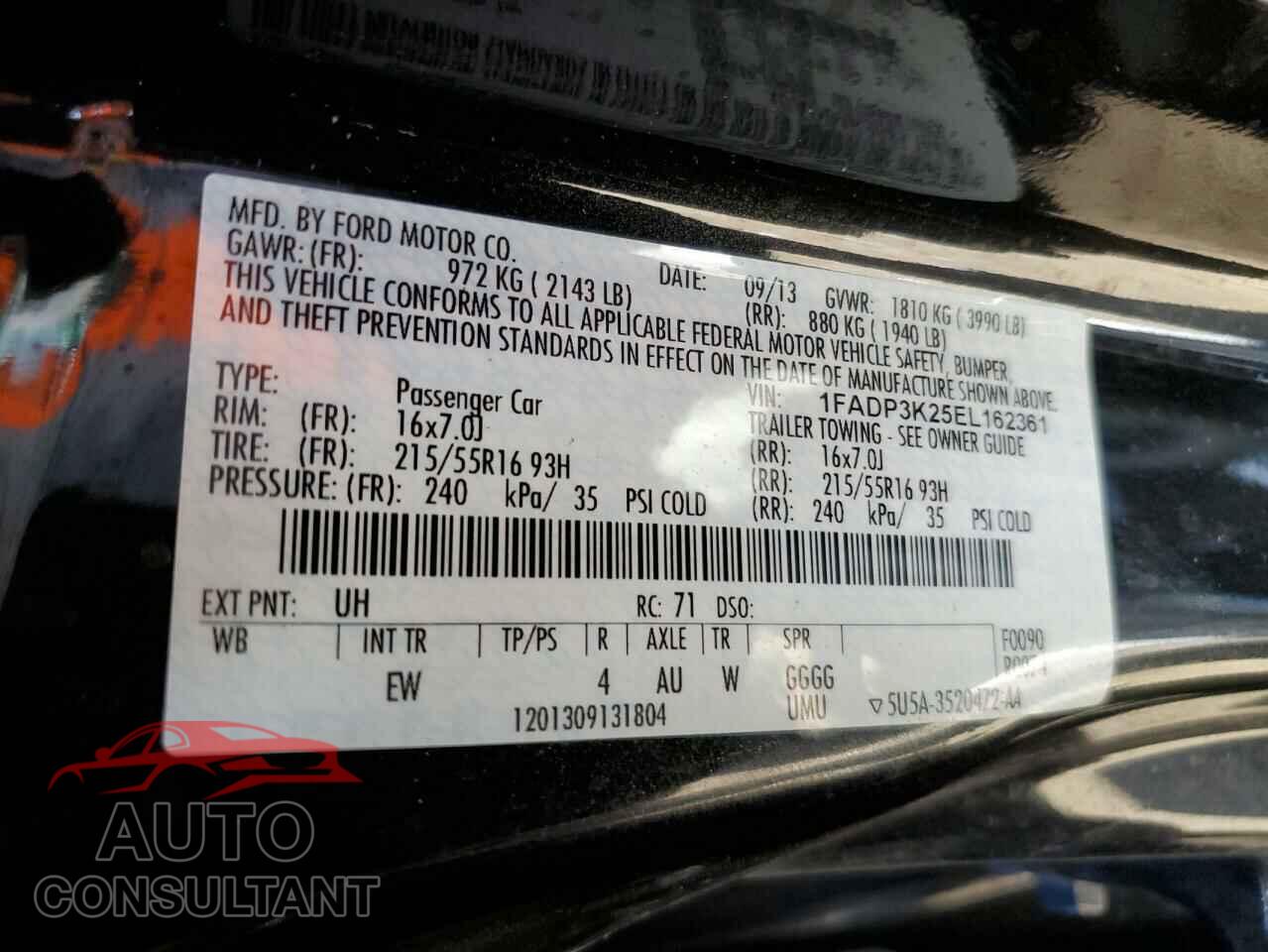 FORD FOCUS 2014 - 1FADP3K25EL162361