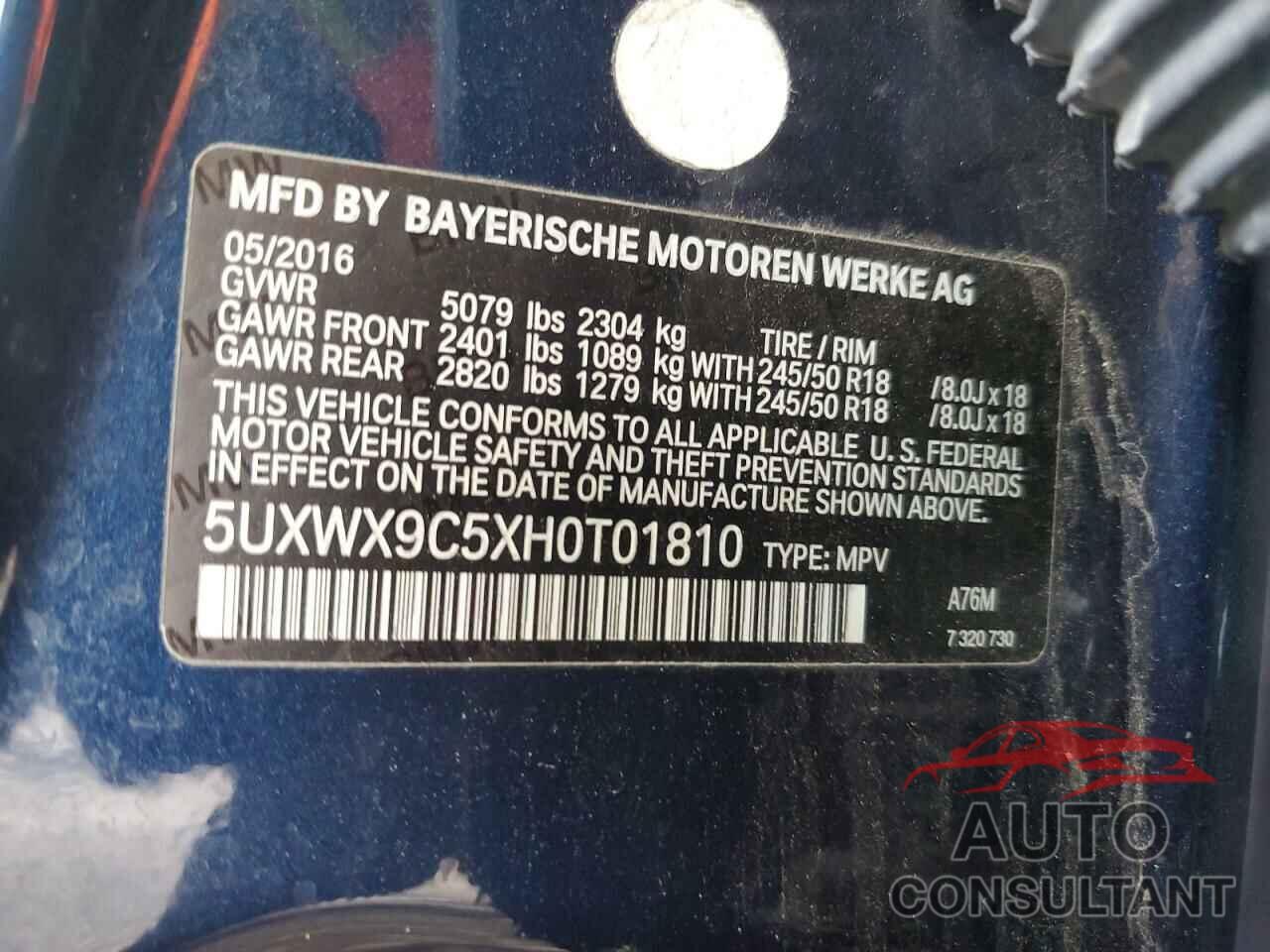 BMW X3 2017 - 5UXWX9C5XH0T01810