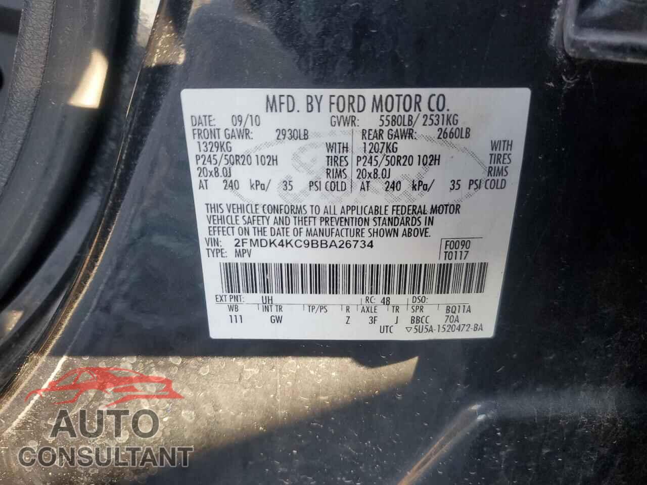FORD EDGE 2011 - 2FMDK4KC9BBA26734