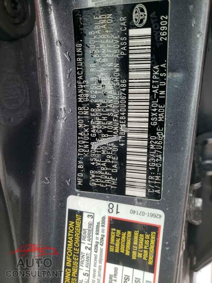 TOYOTA AVALON 2013 - 4T1BK1EB4DU067486