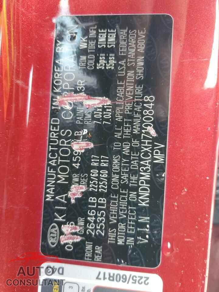 KIA SPORTAGE 2017 - KNDPM3ACXH7100848