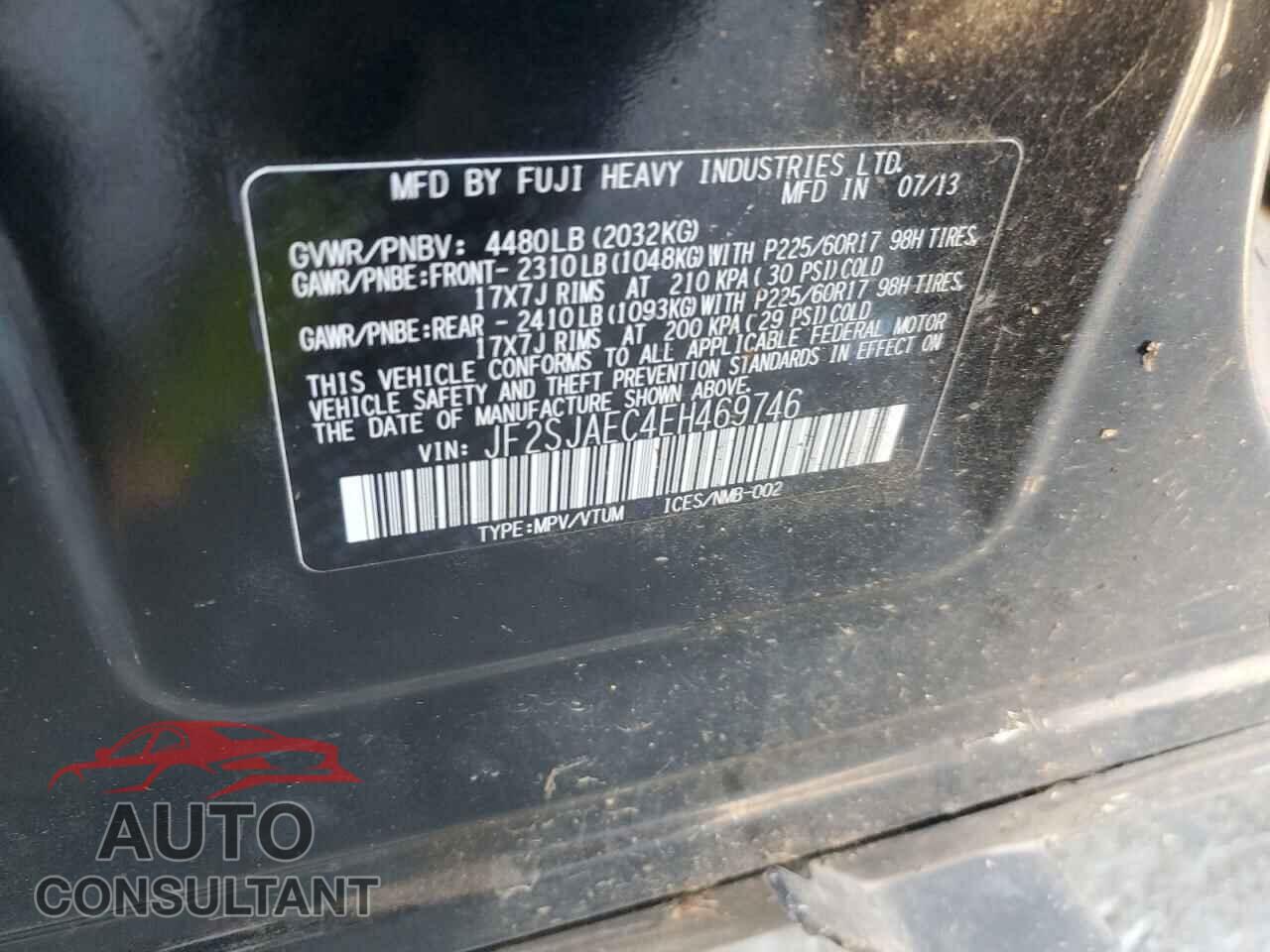SUBARU FORESTER 2014 - JF2SJAEC4EH469746