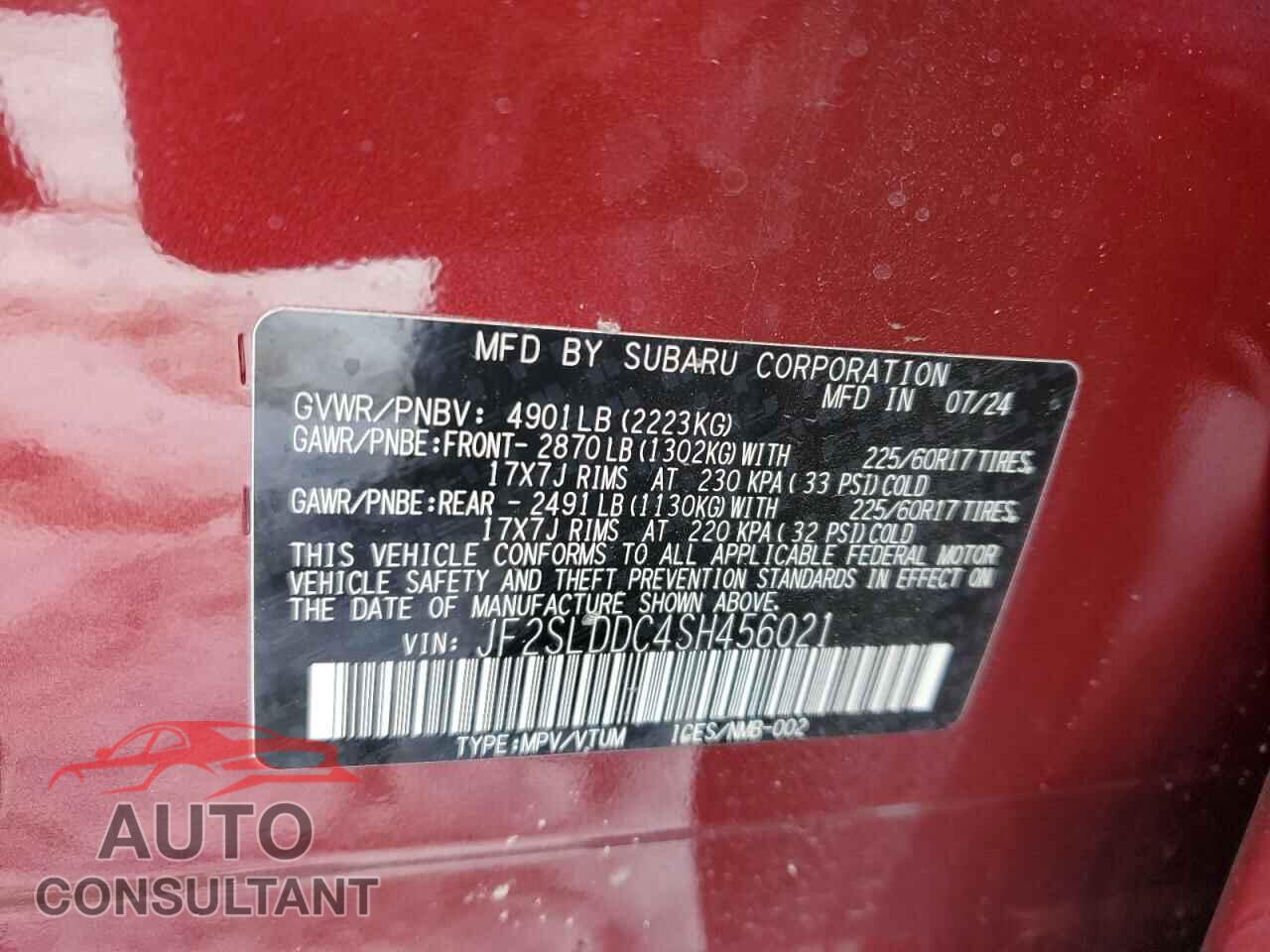SUBARU FORESTER 2025 - JF2SLDDC4SH456021