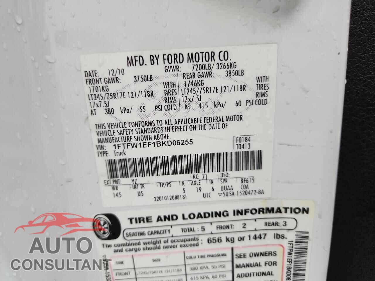 FORD F-150 2011 - 1FTFW1EF1BKD06255