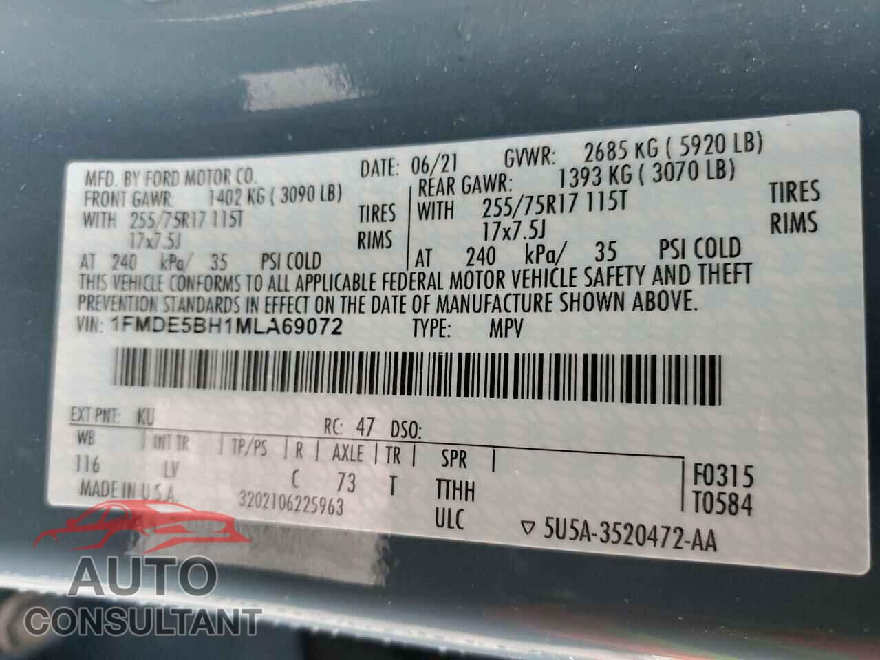 FORD BRONCO 2021 - 1FMDE5BH1MLA69072