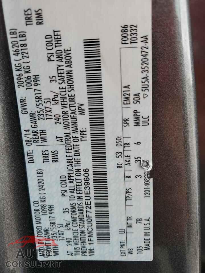 FORD ESCAPE 2014 - 1FMCU0F72EUE39606