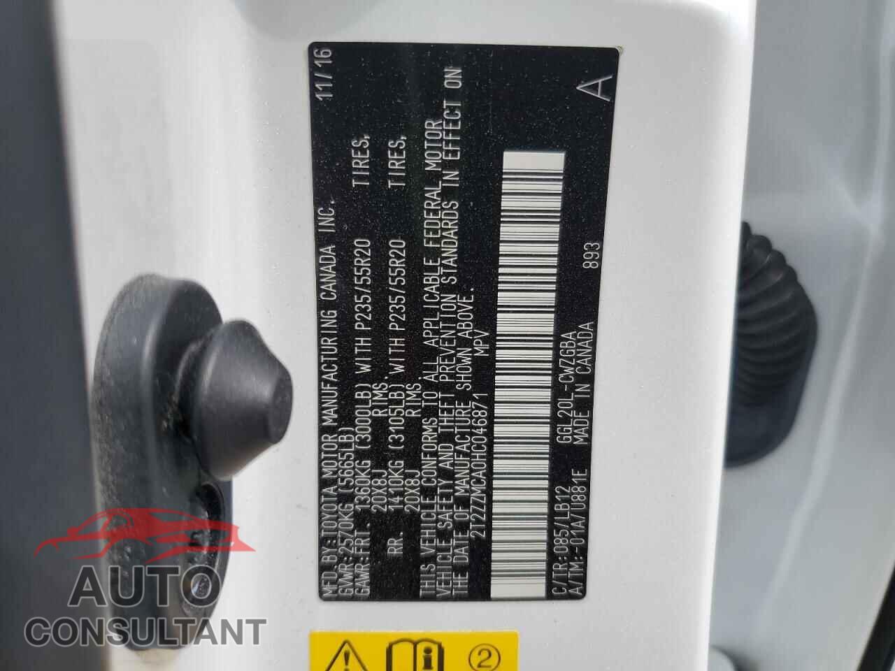 LEXUS RX350 2017 - 2T2ZZMCA0HC046871