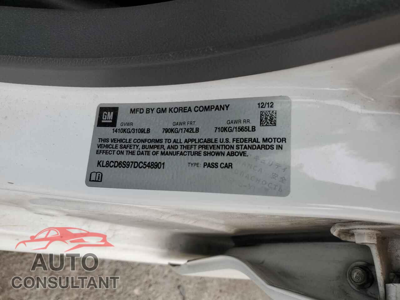 CHEVROLET SPARK 2013 - KL8CD6S97DC548901