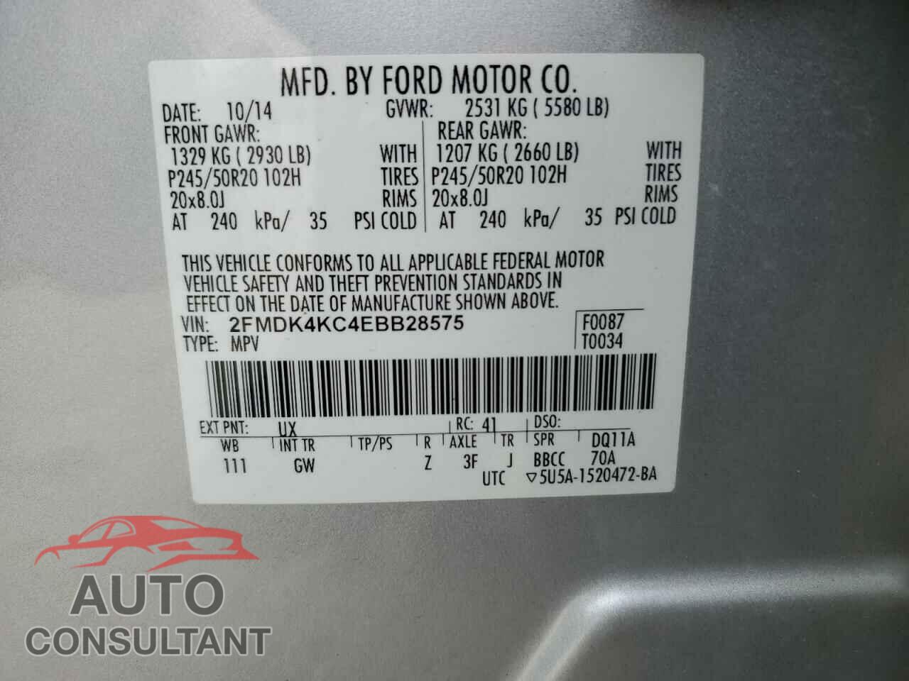 FORD EDGE 2014 - 2FMDK4KC4EBB28575
