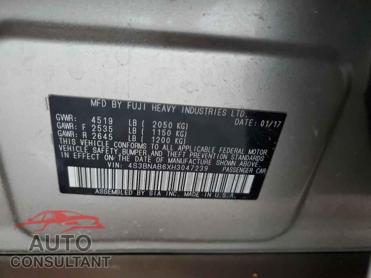 SUBARU LEGACY 2017 - 4S3BNAB6XH3047239