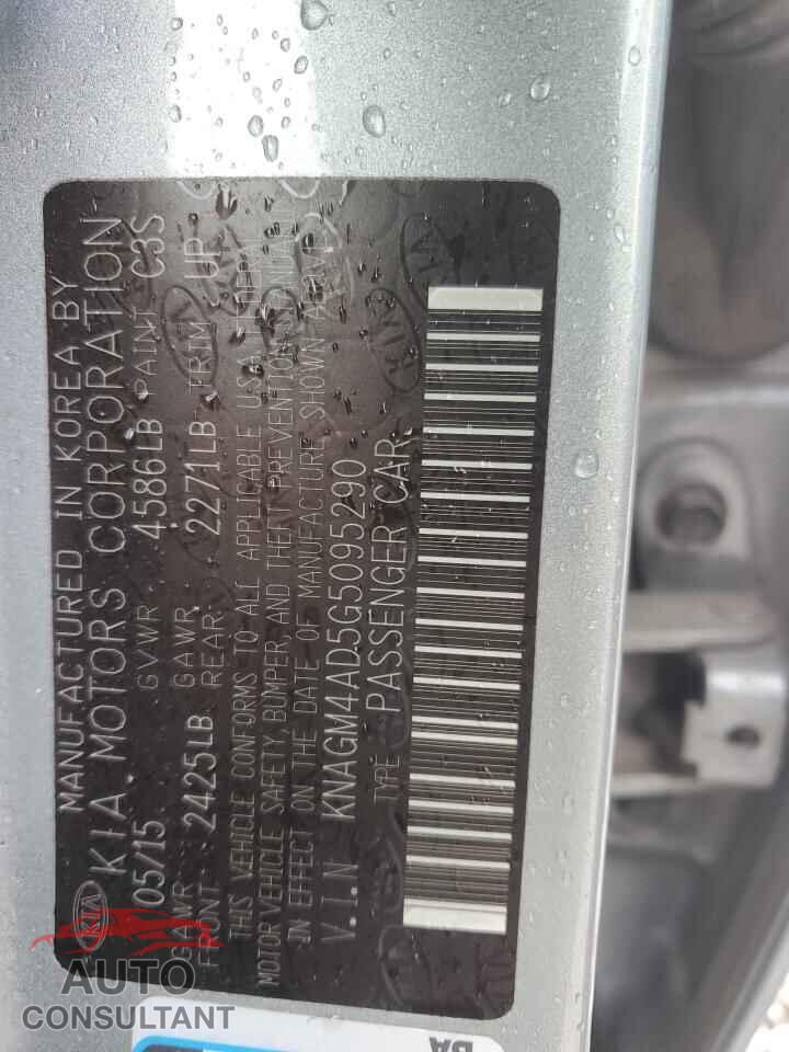 KIA OPTIMA 2016 - KNAGM4AD5G5095290