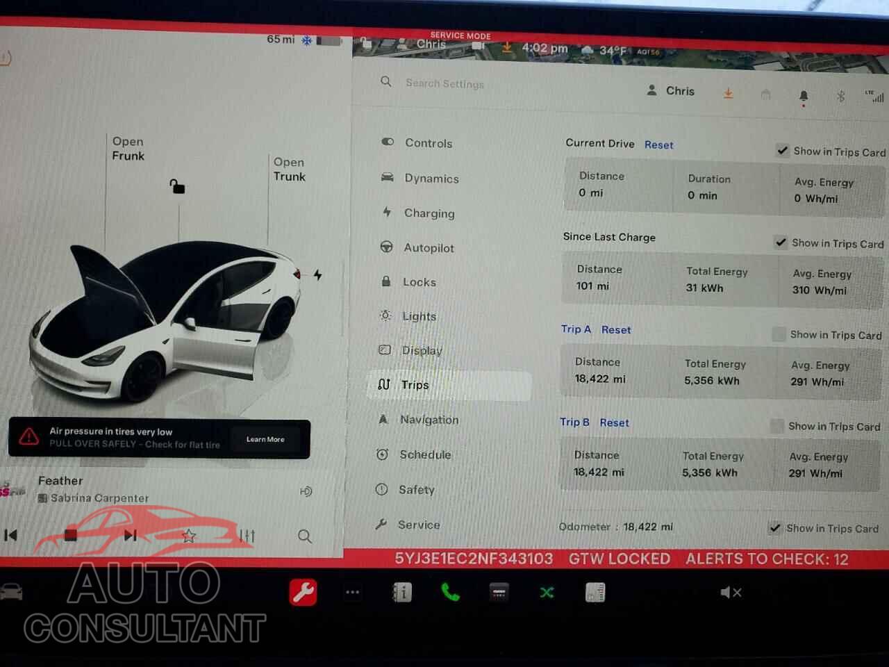 TESLA MODEL 3 2022 - 5YJ3E1EC2NF343103