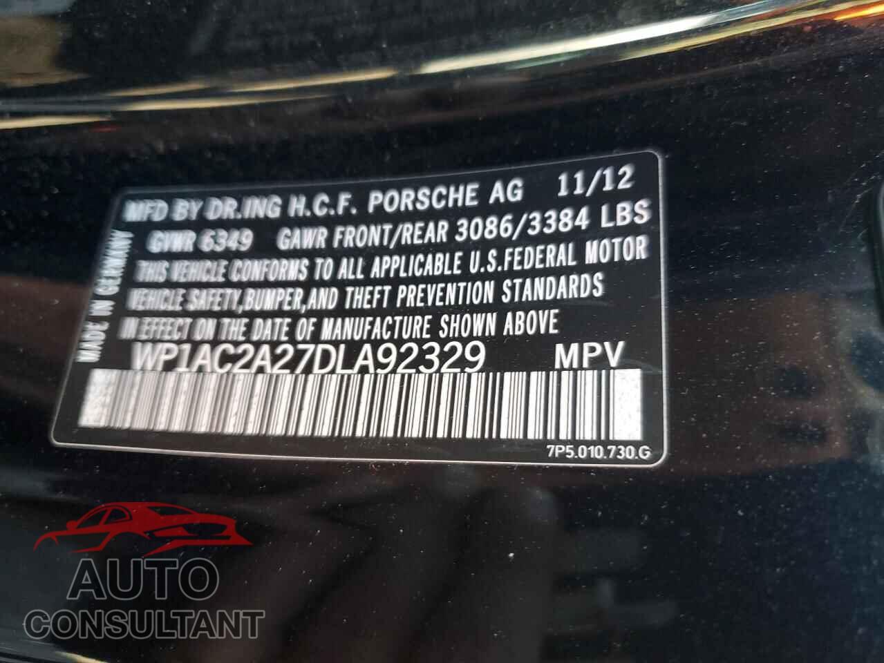 PORSCHE CAYENNE 2013 - WP1AC2A27DLA92329