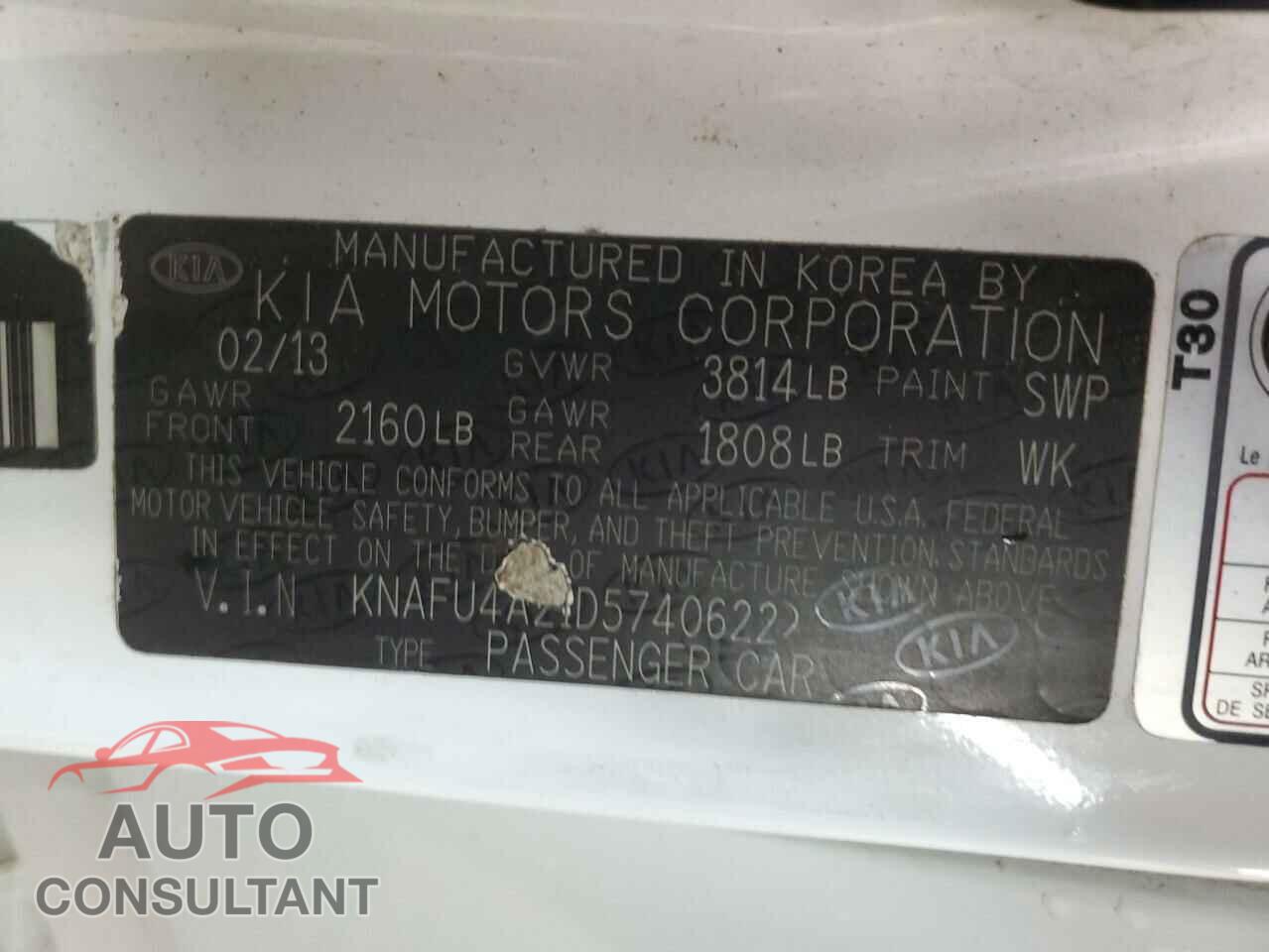 KIA FORTE 2013 - KNAFU4A21D5740622