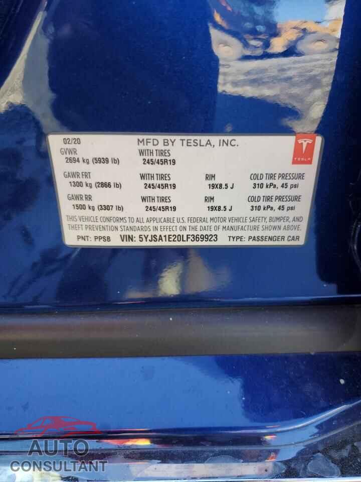 TESLA MODEL S 2020 - 5YJSA1E20LF369923