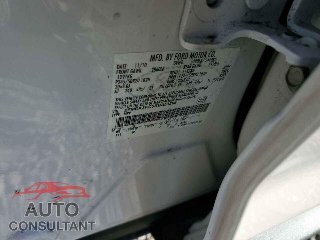 FORD EDGE 2011 - 2FMDK3KC0BBA53296