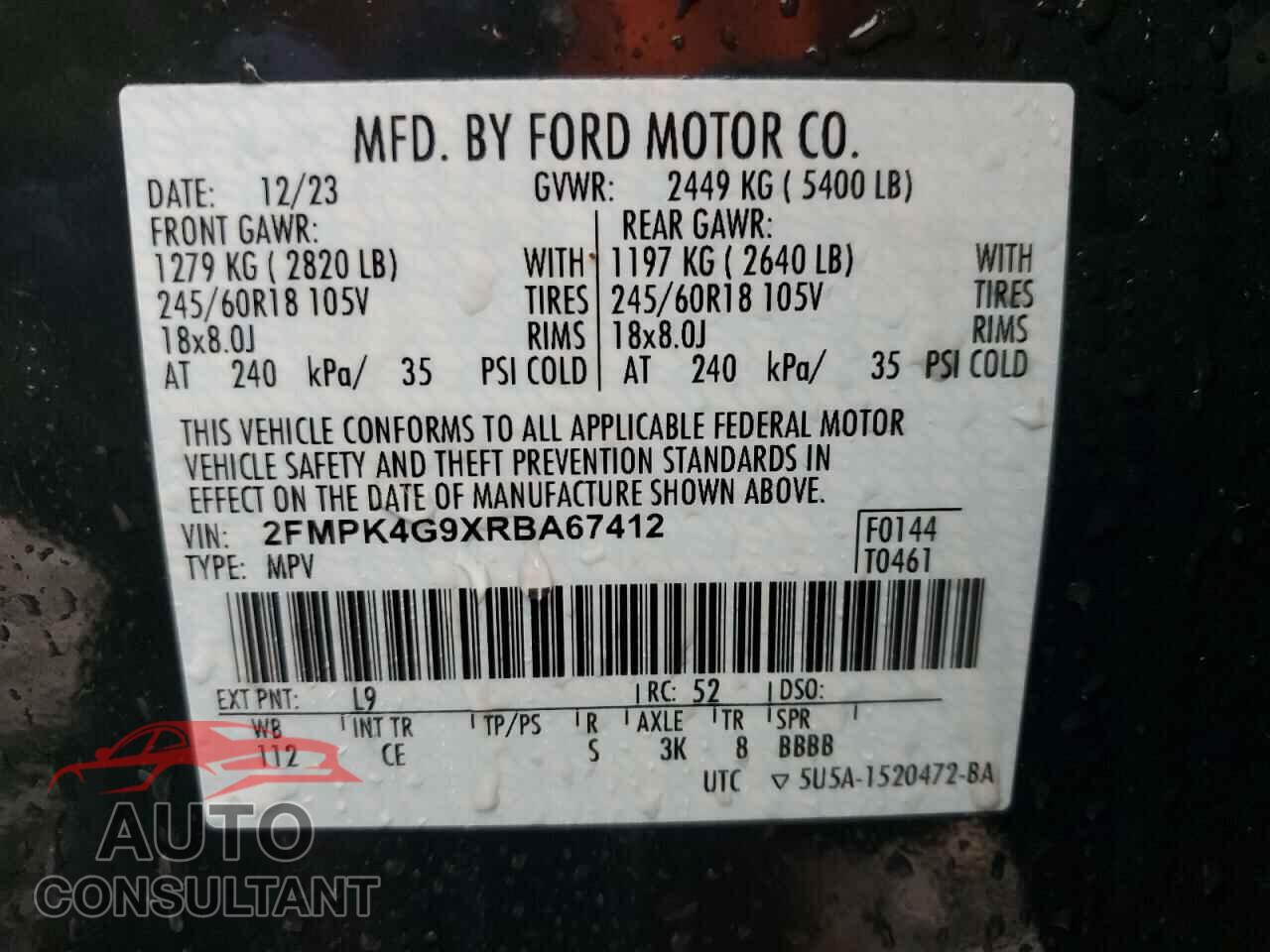 FORD EDGE 2024 - 2FMPK4G9XRBA67412