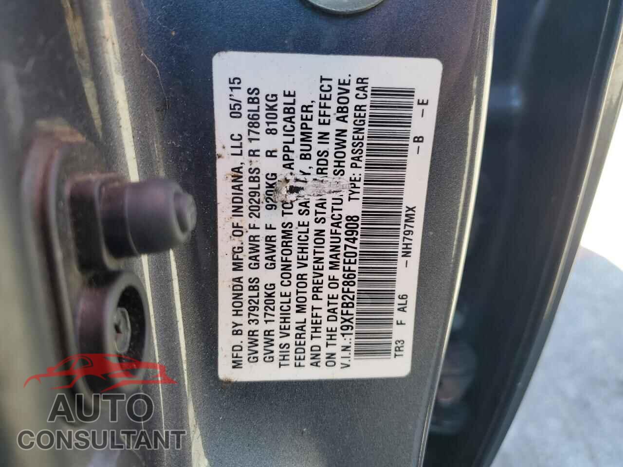 HONDA CIVIC 2015 - 19XFB2F86FE074908