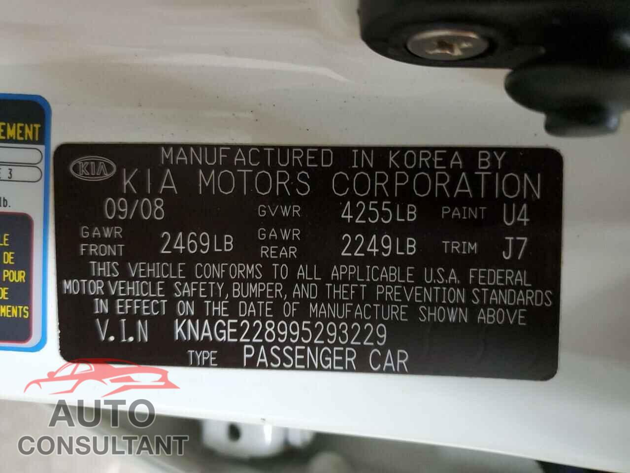 KIA OPTIMA 2009 - KNAGE228995293229