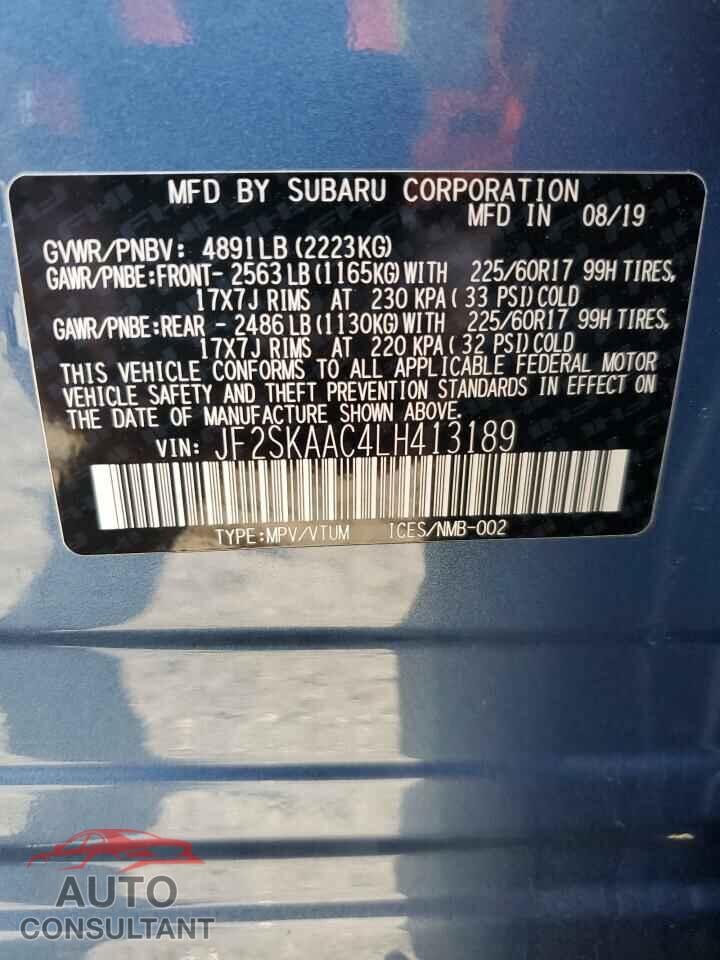 SUBARU FORESTER 2020 - JF2SKAAC4LH413189