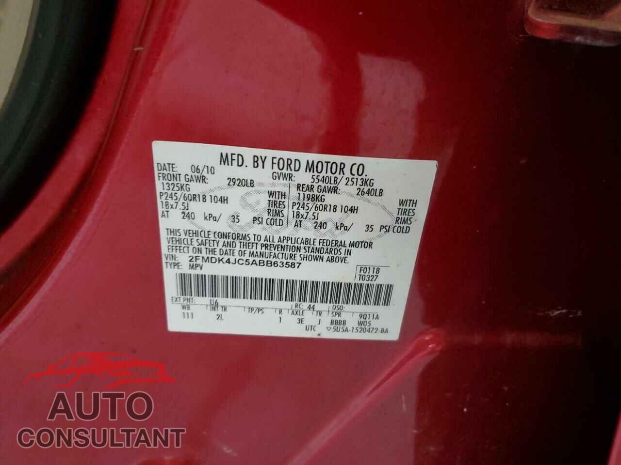 FORD EDGE 2010 - 2FMDK4JC5ABB63587