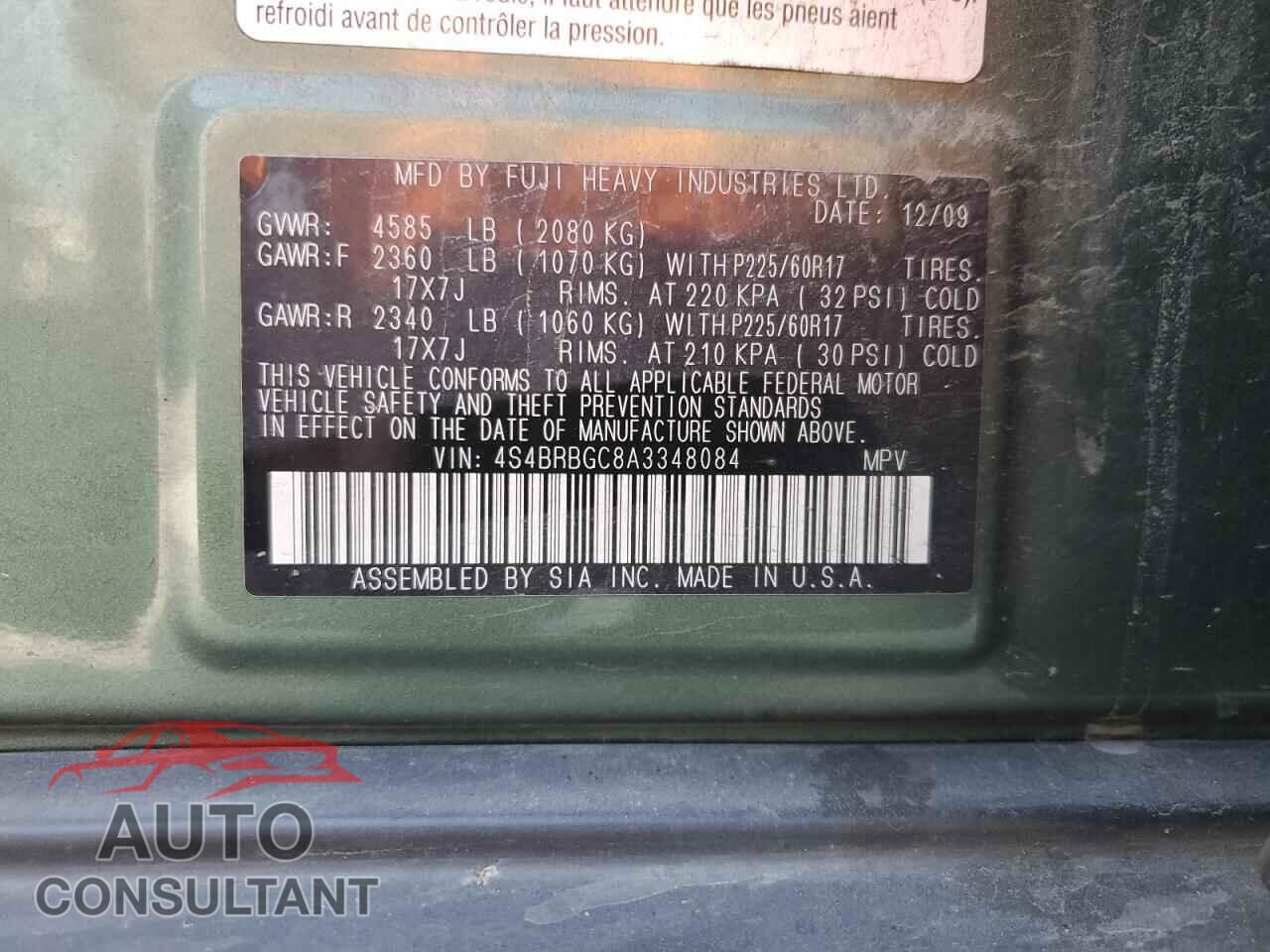 SUBARU OUTBACK 2010 - 4S4BRBGC8A3348084
