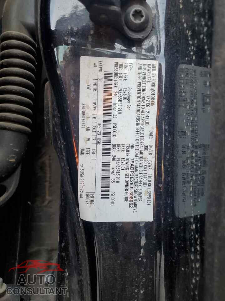 FORD FOCUS 2018 - 1FADP3E26JL308062