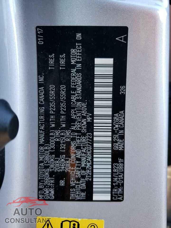 LEXUS RX350 2017 - 2T2BZMCA6HC077723