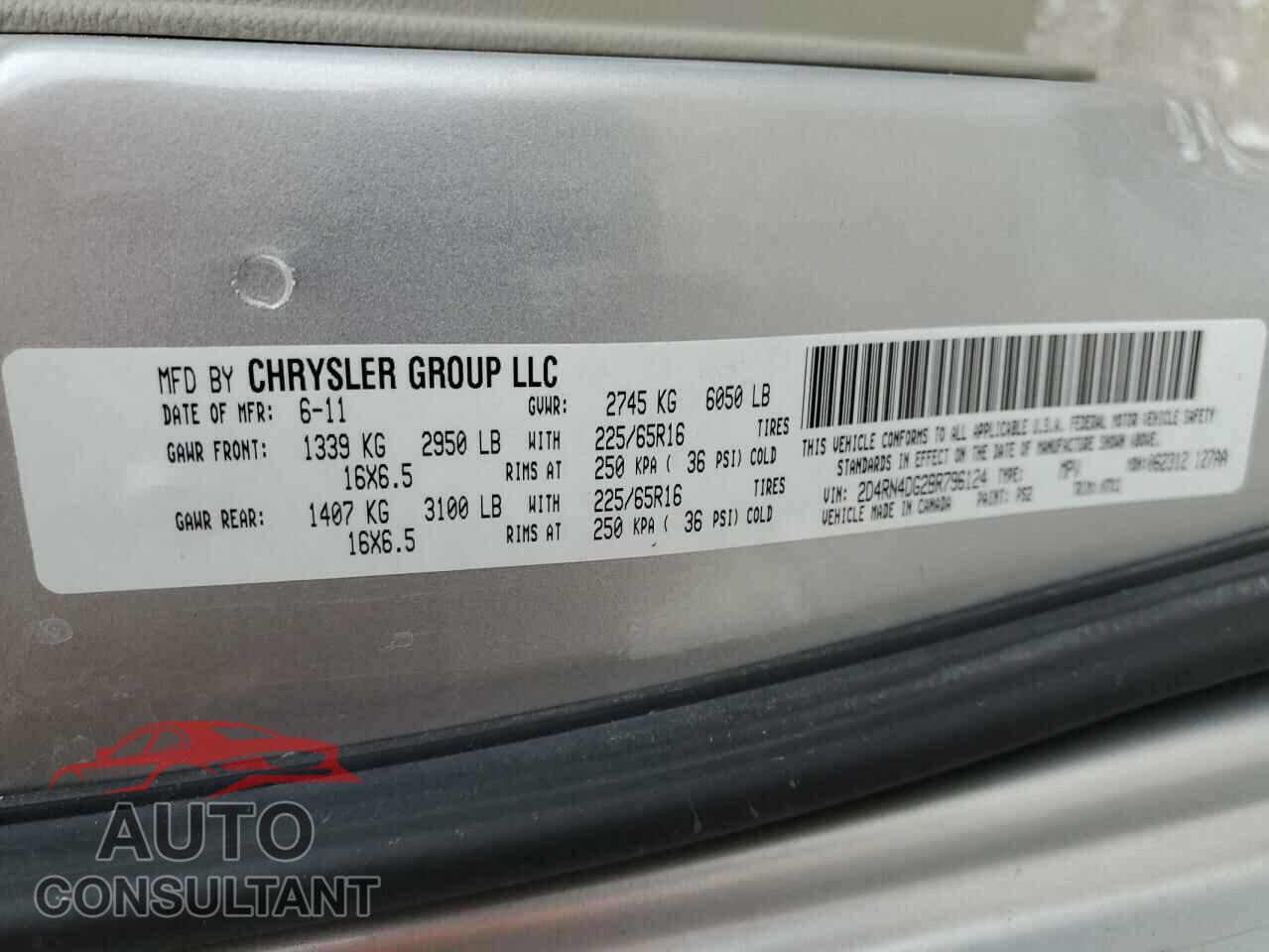 DODGE CARAVAN 2011 - 2D4RN4DG2BR796124