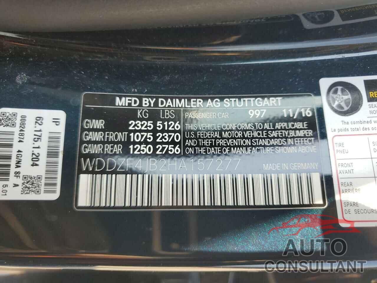 MERCEDES-BENZ E-CLASS 2017 - WDDZF4JB2HA157277