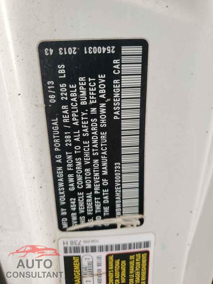 VOLKSWAGEN EOS 2014 - WVWBW8AH2EV000733