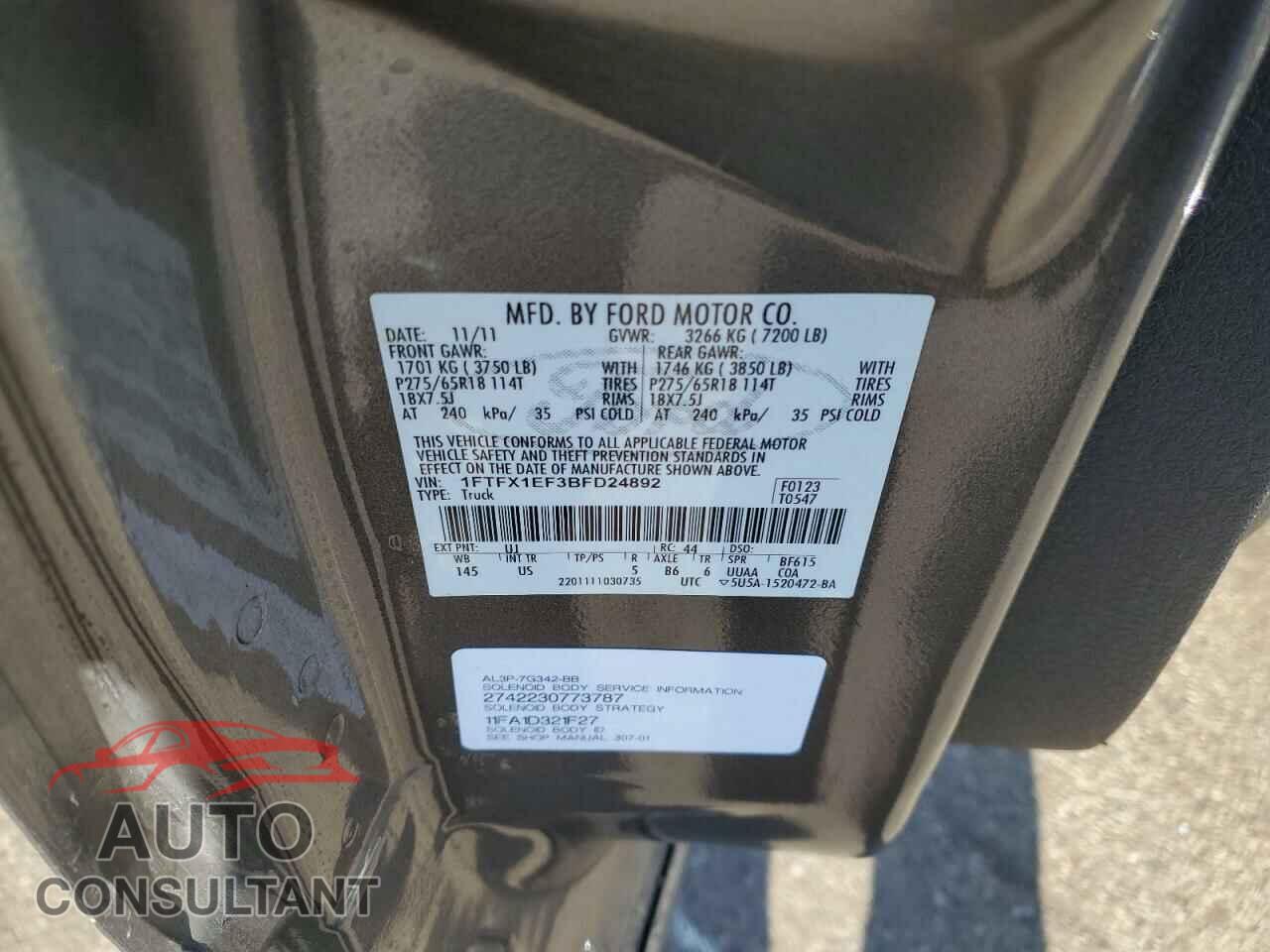 FORD F-150 2011 - 1FTFX1EF3BFD24892
