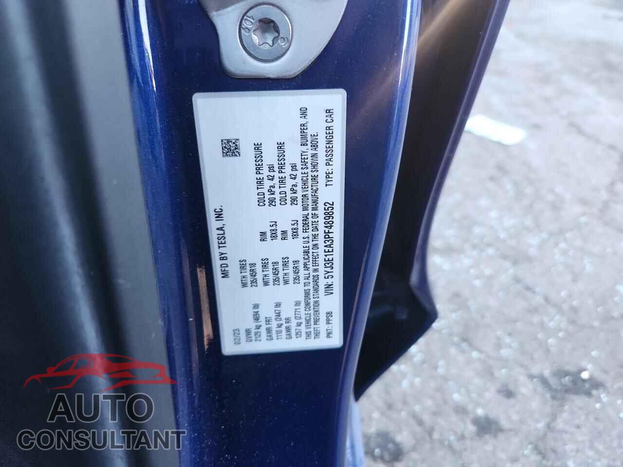 TESLA MODEL 3 2023 - 5YJ3E1EA3PF489852