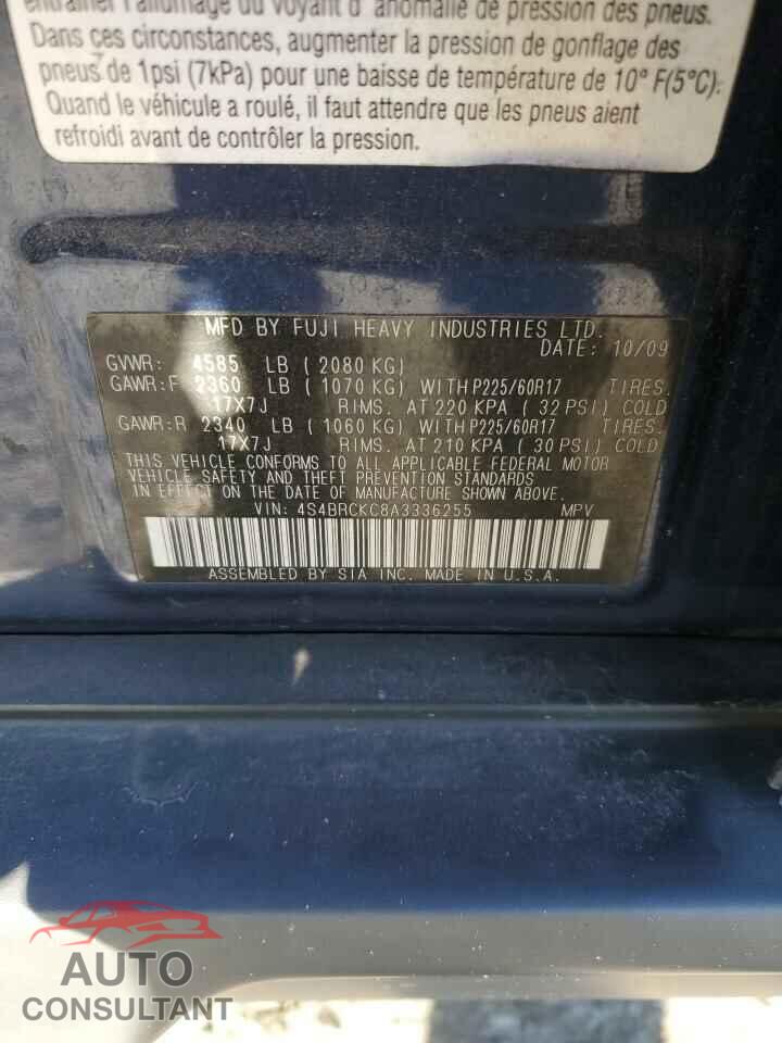 SUBARU OUTBACK 2010 - 4S4BRCKC8A3336255