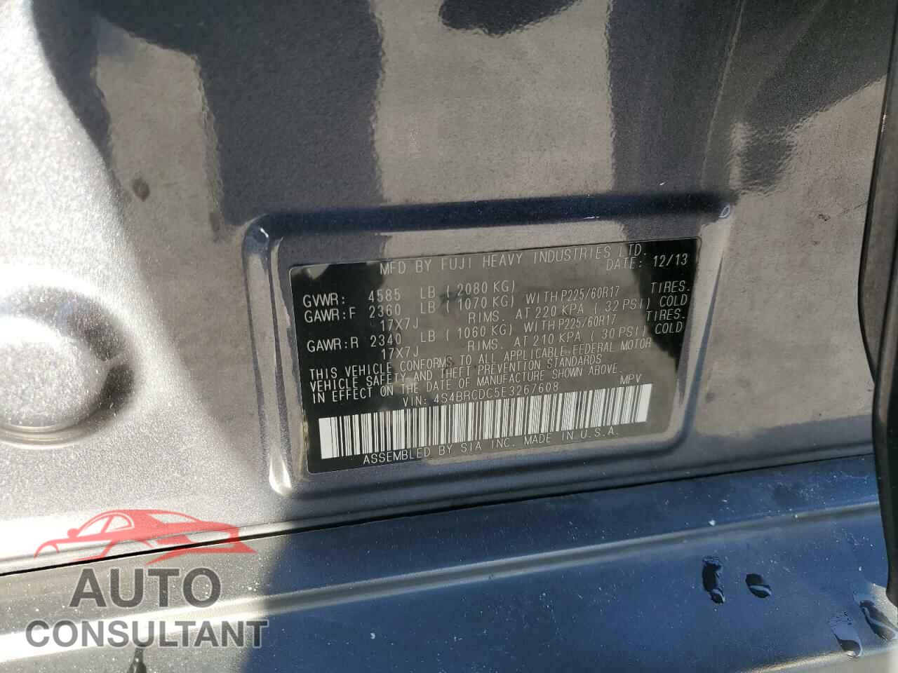 SUBARU OUTBACK 2014 - 4S4BRCDC5E3267608