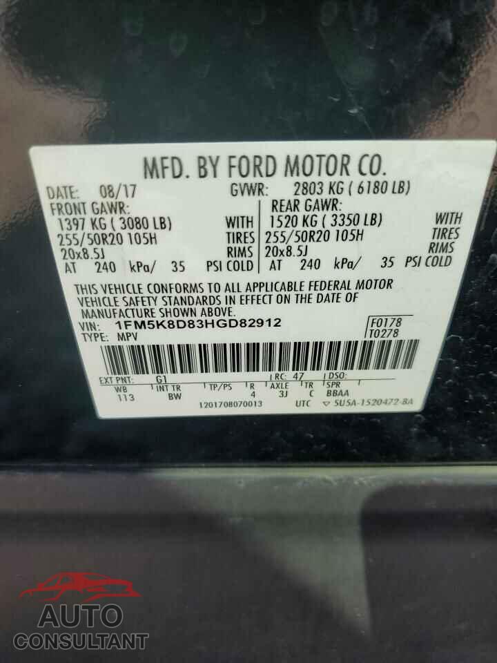 FORD EXPLORER 2017 - 1FM5K8D83HGD82912