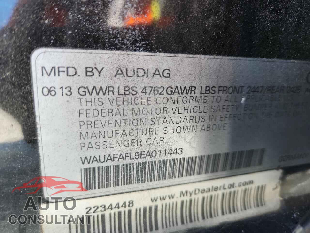 AUDI A4 2014 - WAUAFAFL9EA011443