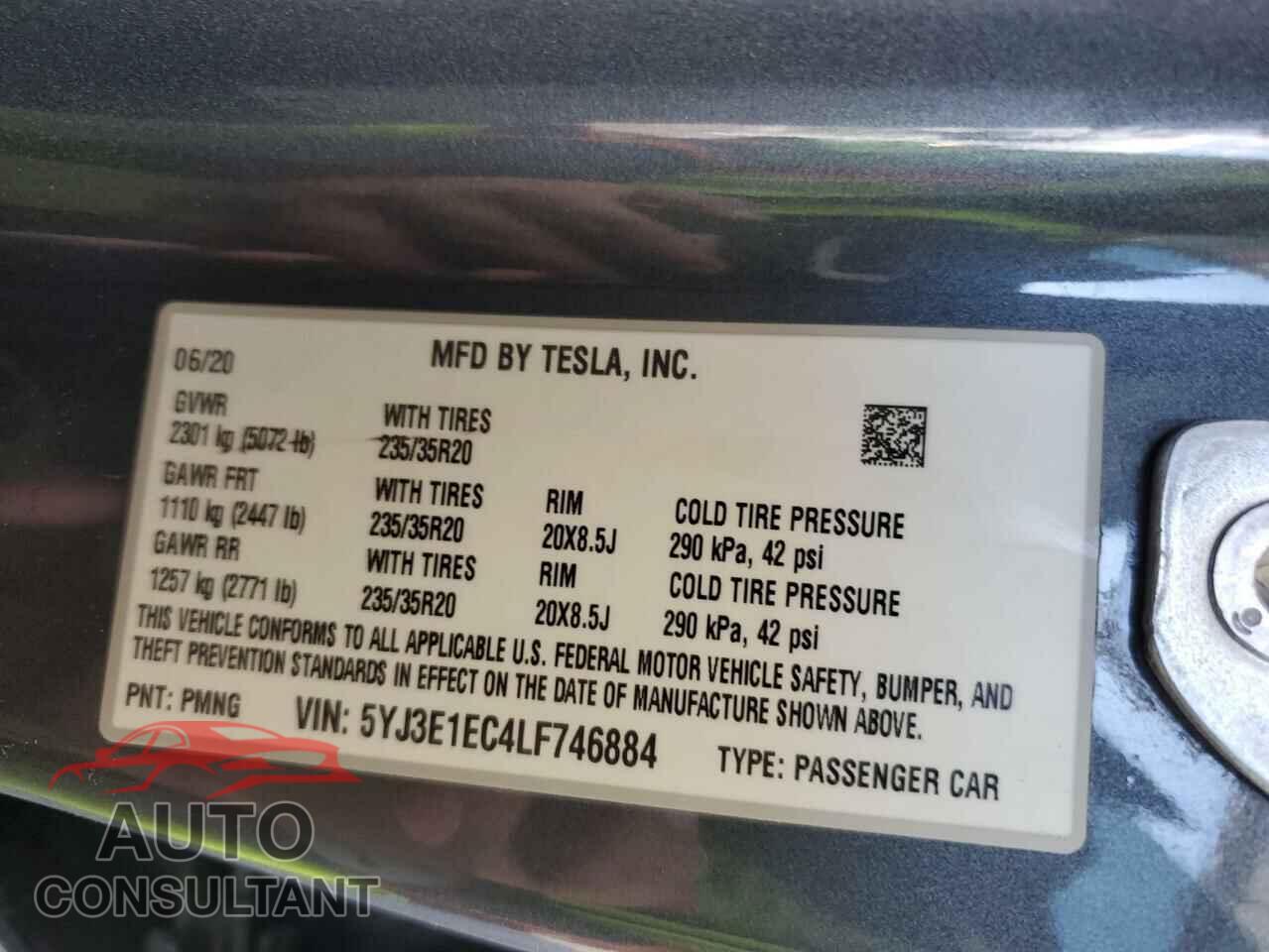 TESLA MODEL 3 2020 - 5YJ3E1EC4LF746884