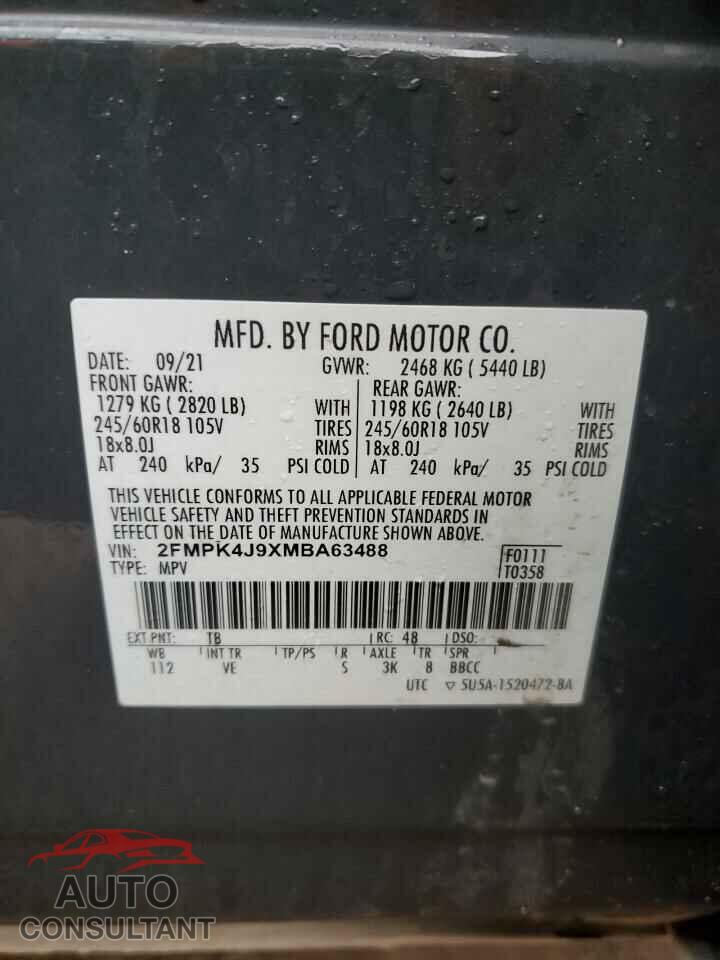 FORD EDGE 2021 - 2FMPK4J9XMBA63488