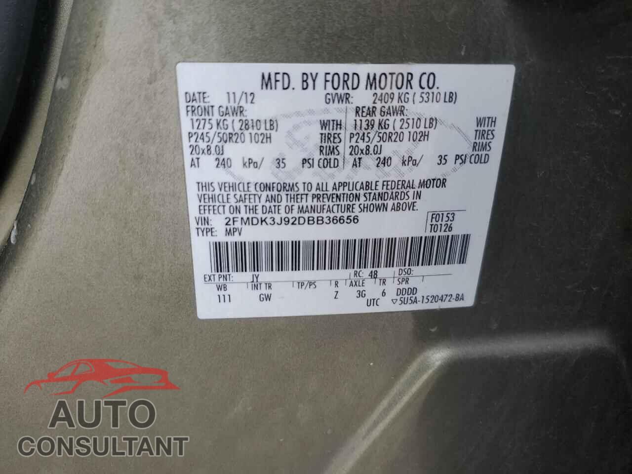 FORD EDGE 2013 - 2FMDK3J92DBB36656