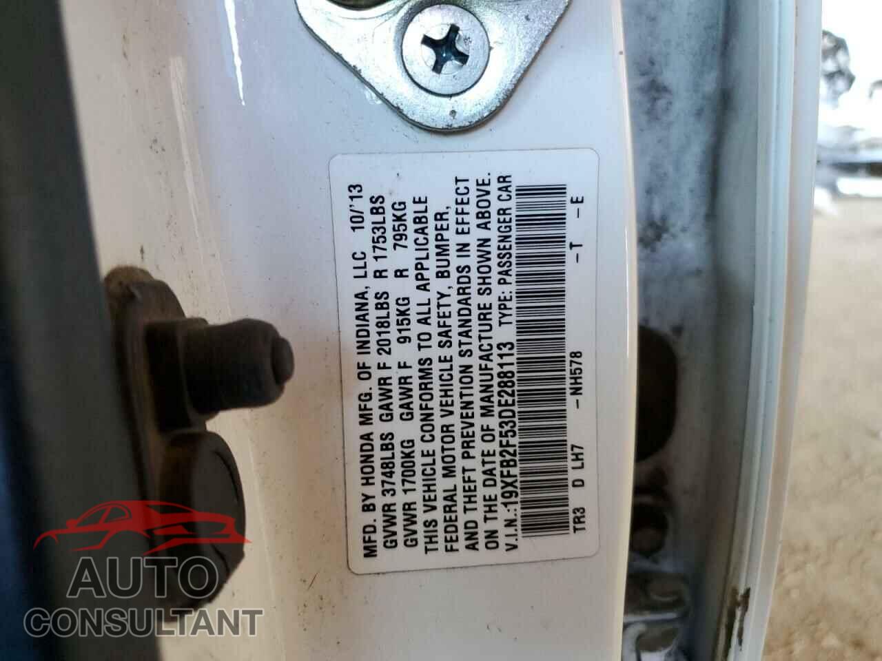 HONDA CIVIC 2013 - 19XFB2F53DE288113