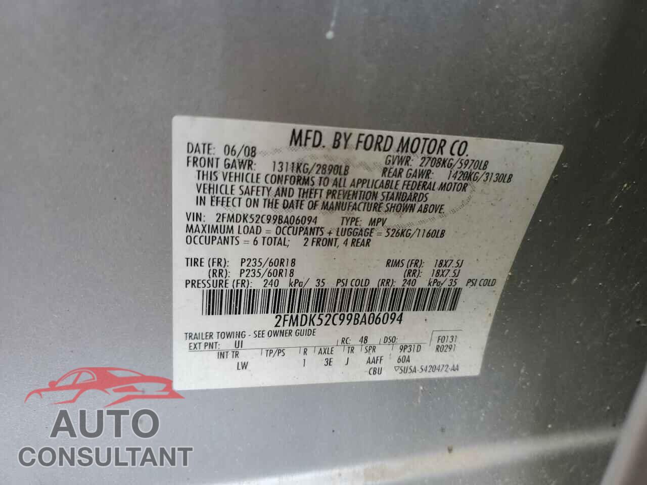 FORD FLEX 2009 - 2FMDK52C99BA06094