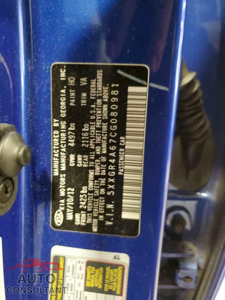 KIA OPTIMA 2012 - 5XXGR4A67CG080981