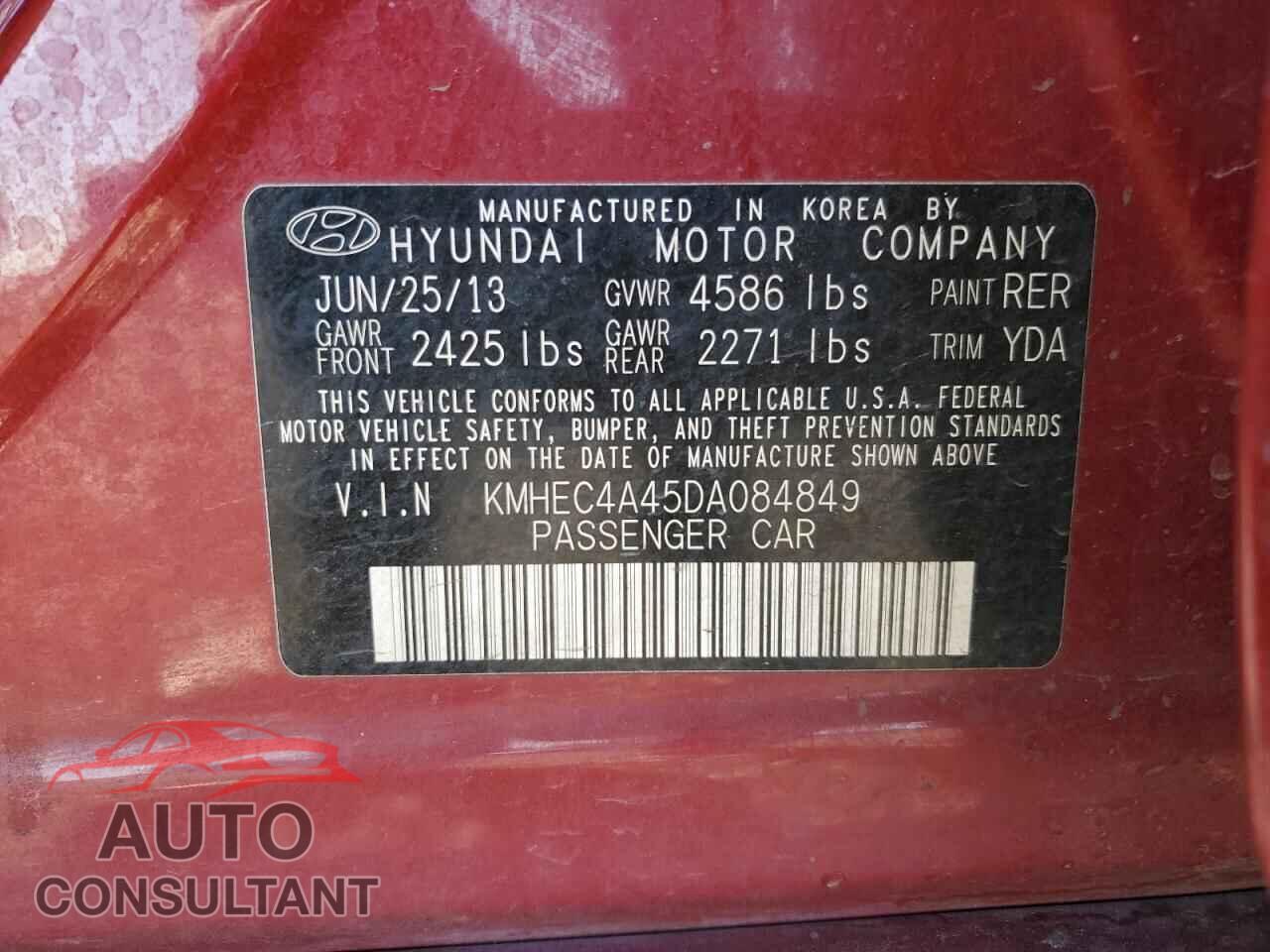 HYUNDAI SONATA 2013 - KMHEC4A45DA084849